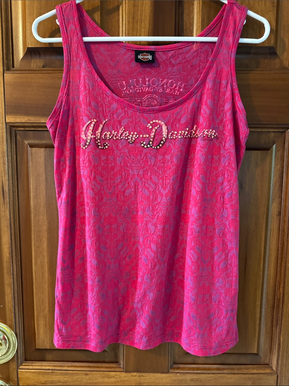 Harley-Davidson Hot Pink Rhinestone Script Tank